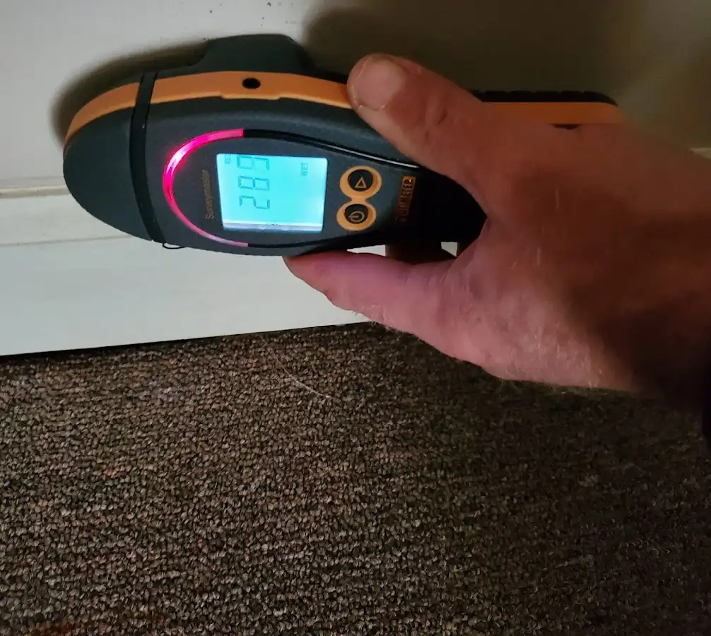 Moisture detection at baseboard during Burst Pipe Cleanup in Milpitas